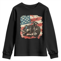 Motorcycle USA Flag Retro Biker Youth Sweatshirt