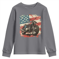 Motorcycle USA Flag Retro Biker Youth Sweatshirt