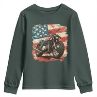 Motorcycle USA Flag Retro Biker Youth Sweatshirt
