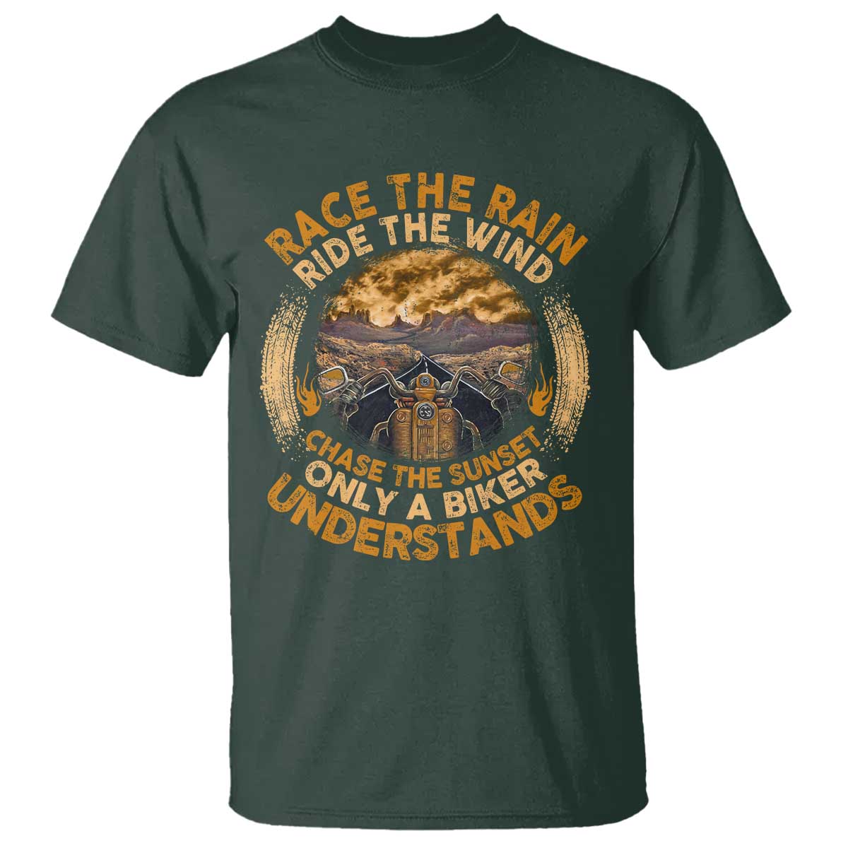 Motorcycle Rider T Shirt Race The Rain Ride The Wind Chase The Sunset