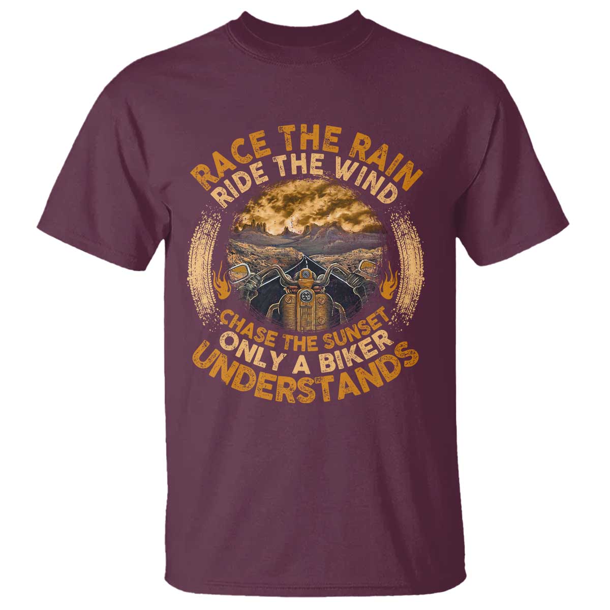 Motorcycle Rider T Shirt Race The Rain Ride The Wind Chase The Sunset