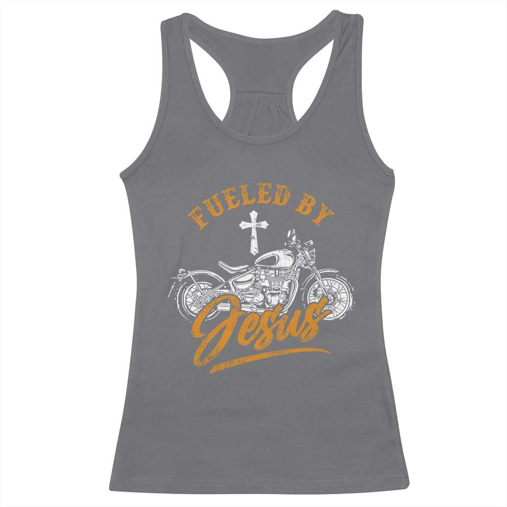 Motorcycle Rider Fueled By Jesus Racerback Tank Top