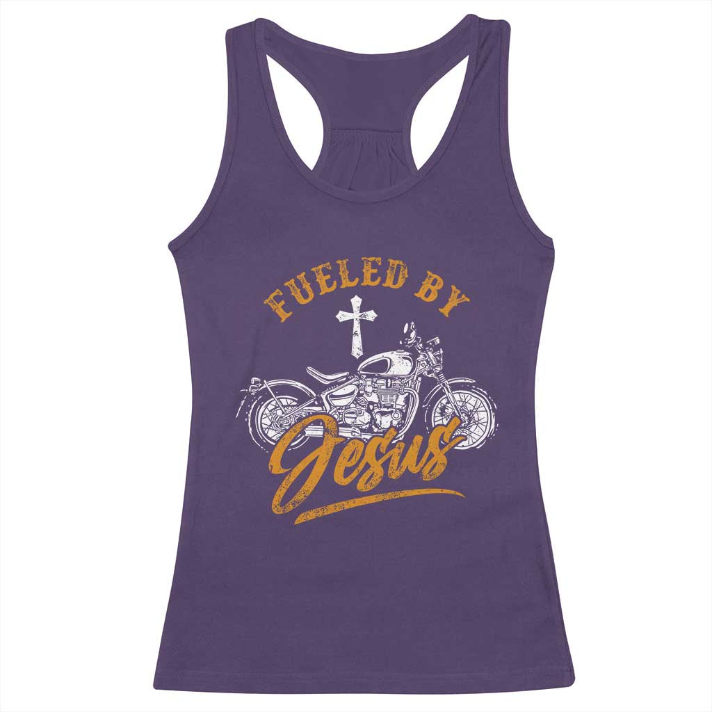 Motorcycle Rider Fueled By Jesus Racerback Tank Top