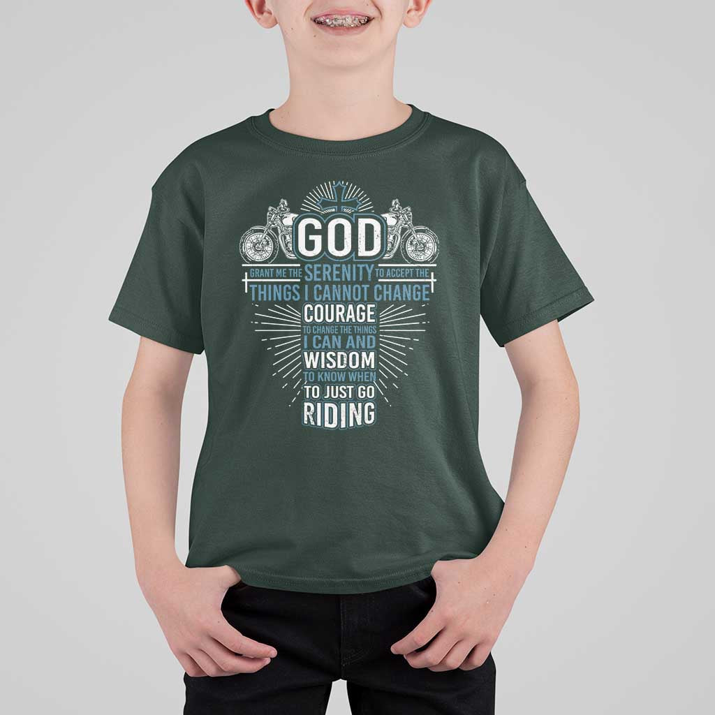 Christian Motorcycle Rider T Shirt For Kid God Grant Me The Serenity To Accept The Things I Cannot Change