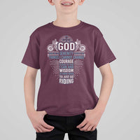 Christian Motorcycle Rider T Shirt For Kid God Grant Me The Serenity To Accept The Things I Cannot Change