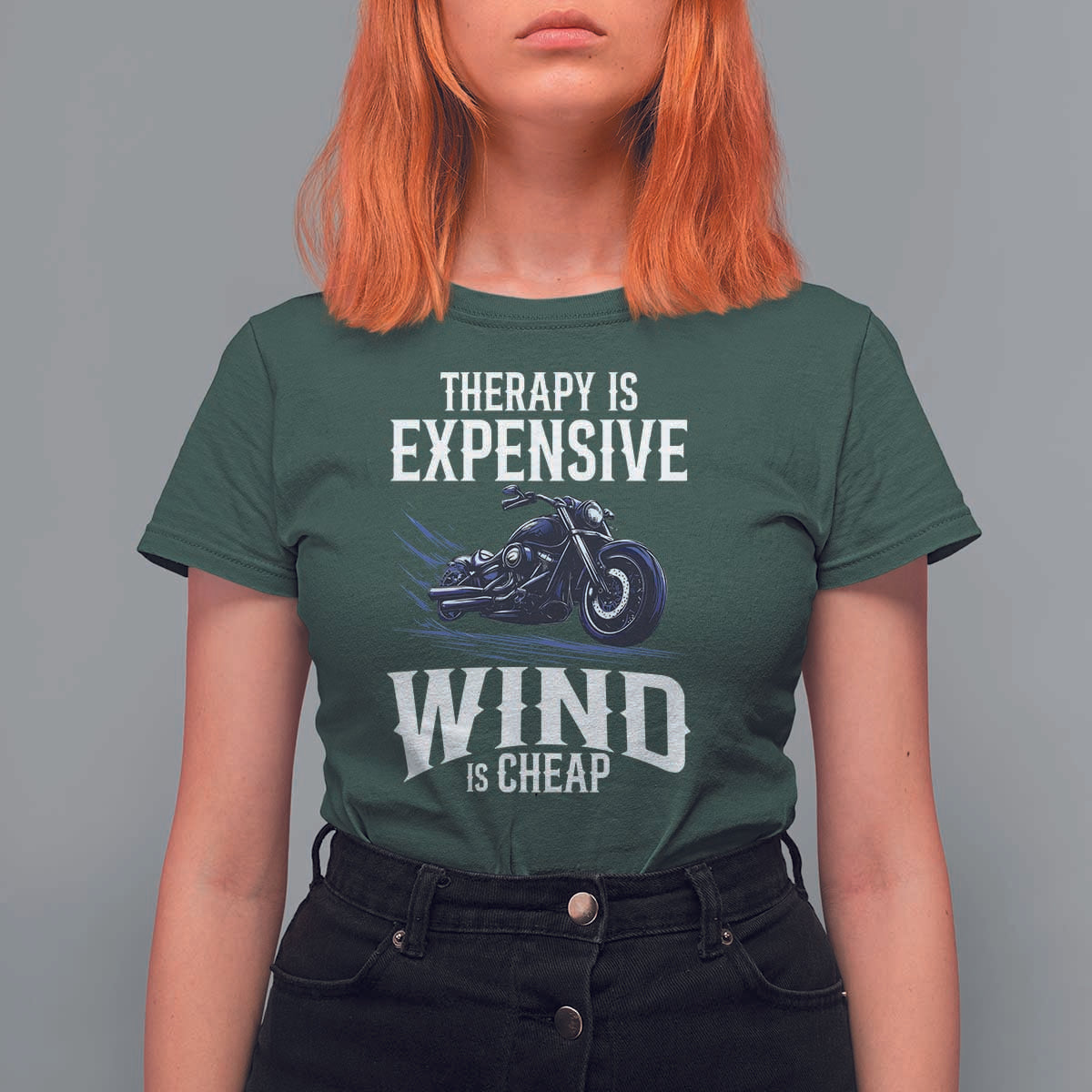 Motorcycle Rider T Shirt For Women Therapy Is Expensive Wind Is Cheap