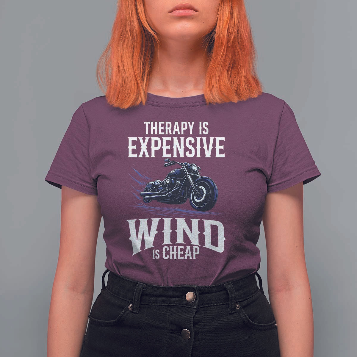 Motorcycle Rider T Shirt For Women Therapy Is Expensive Wind Is Cheap