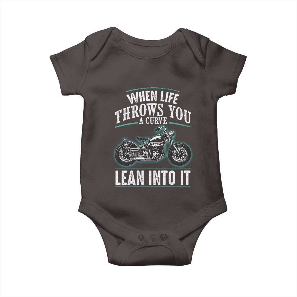 Motorcycle Rider Baby Onesie When Life Throws You A Curve Lean Into It