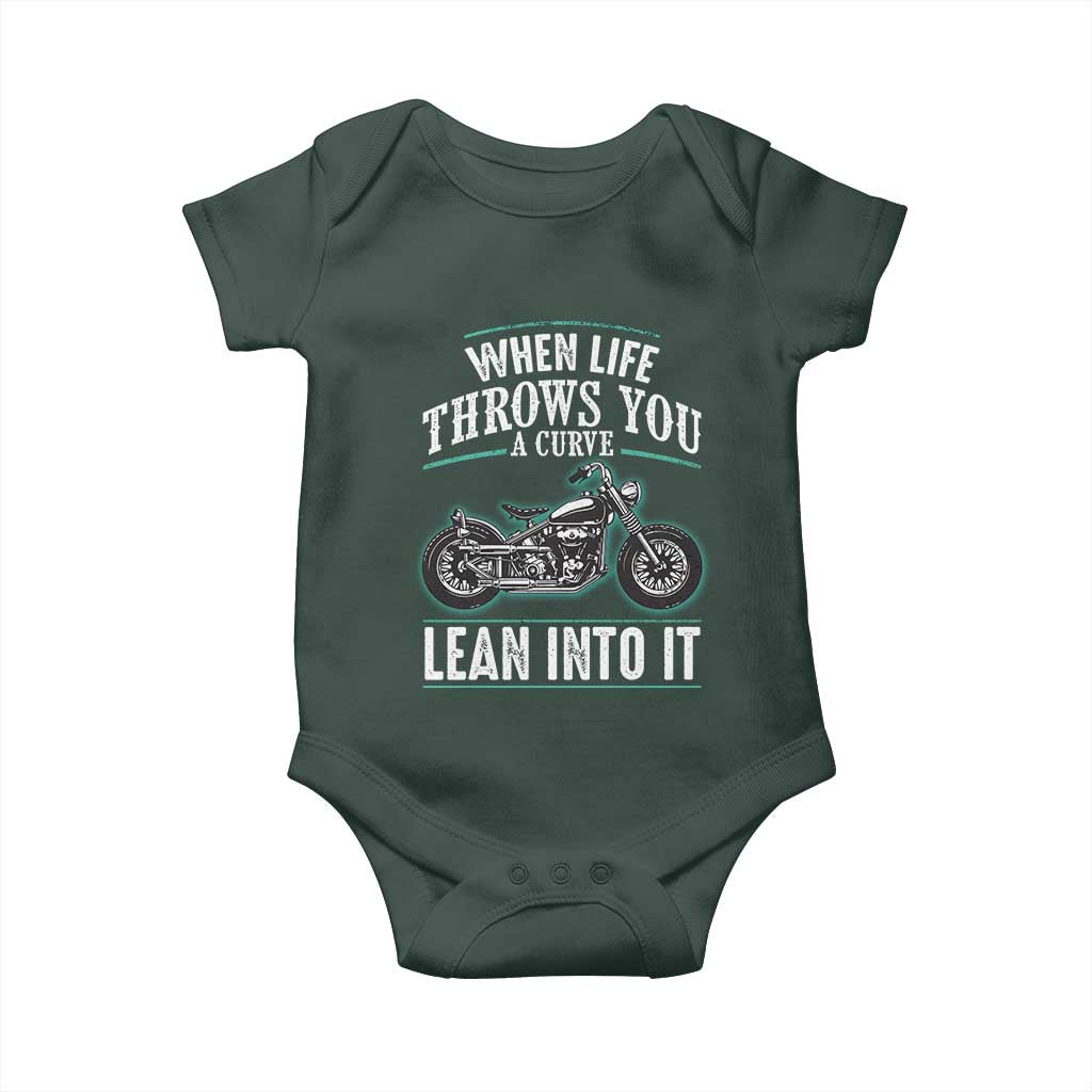 Motorcycle Rider Baby Onesie When Life Throws You A Curve Lean Into It