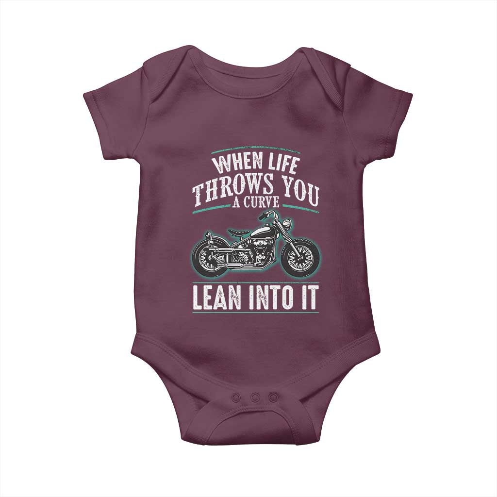 Motorcycle Rider Baby Onesie When Life Throws You A Curve Lean Into It