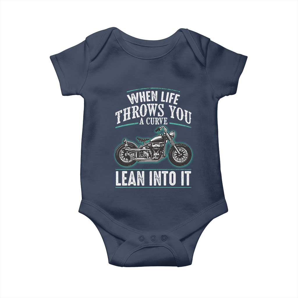 Motorcycle Rider Baby Onesie When Life Throws You A Curve Lean Into It