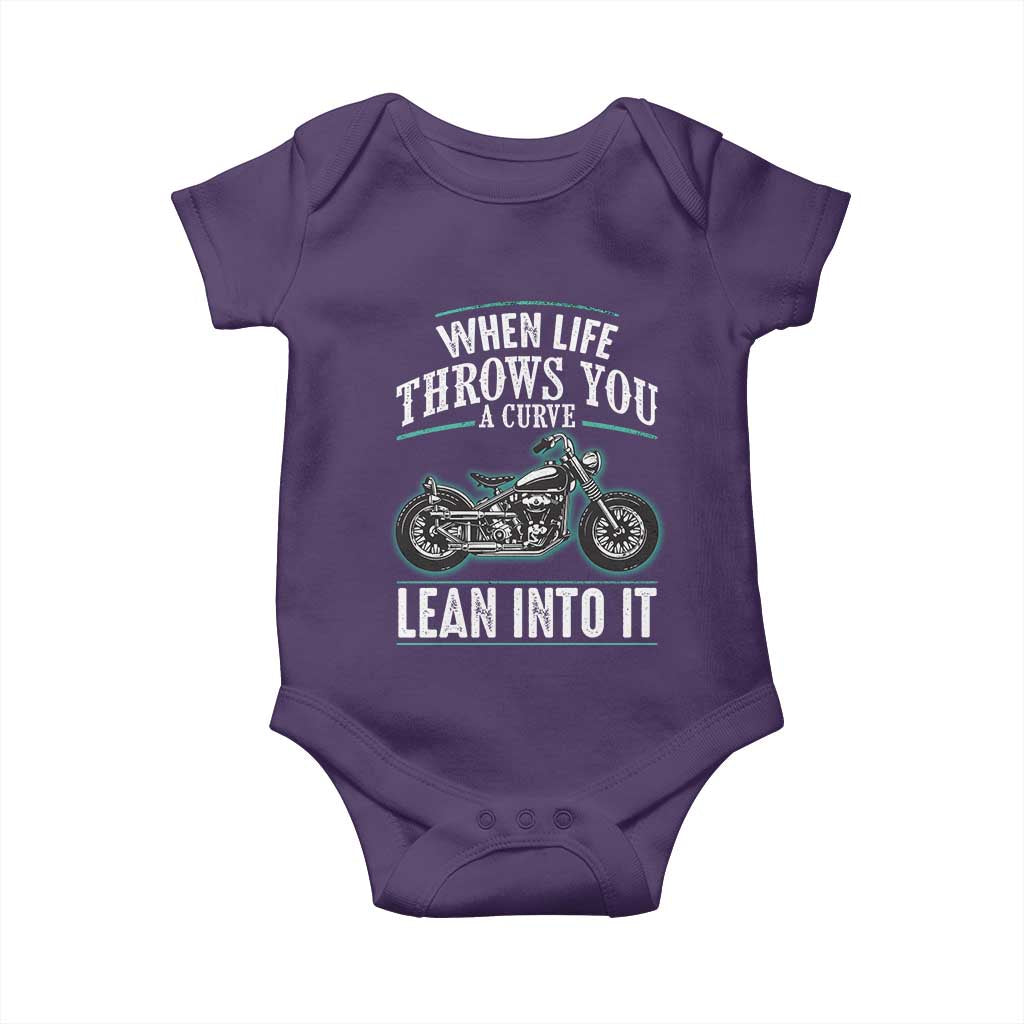 Motorcycle Rider Baby Onesie When Life Throws You A Curve Lean Into It