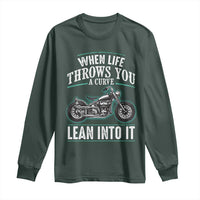 Motorcycle Rider Long Sleeve Shirt When Life Throws You A Curve Lean Into It