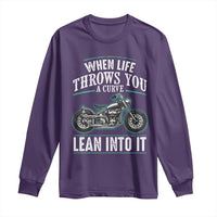Motorcycle Rider Long Sleeve Shirt When Life Throws You A Curve Lean Into It