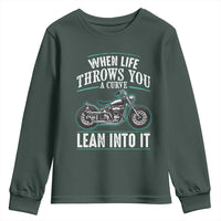 Motorcycle Rider Youth Sweatshirt When Life Throws You A Curve Lean Into It
