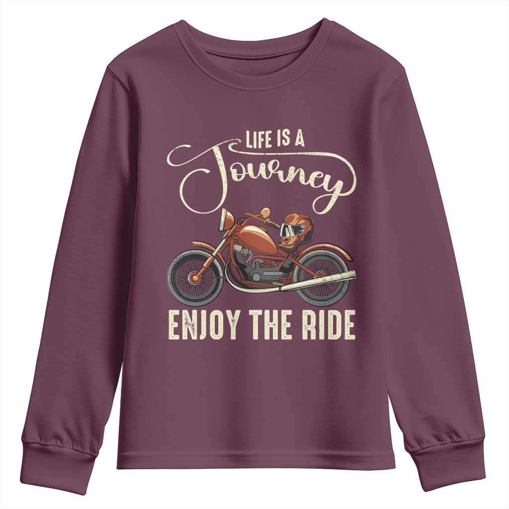 Motorcycle Rider Youth Sweatshirt Lifes A Journey Enjoy The Ride Biker