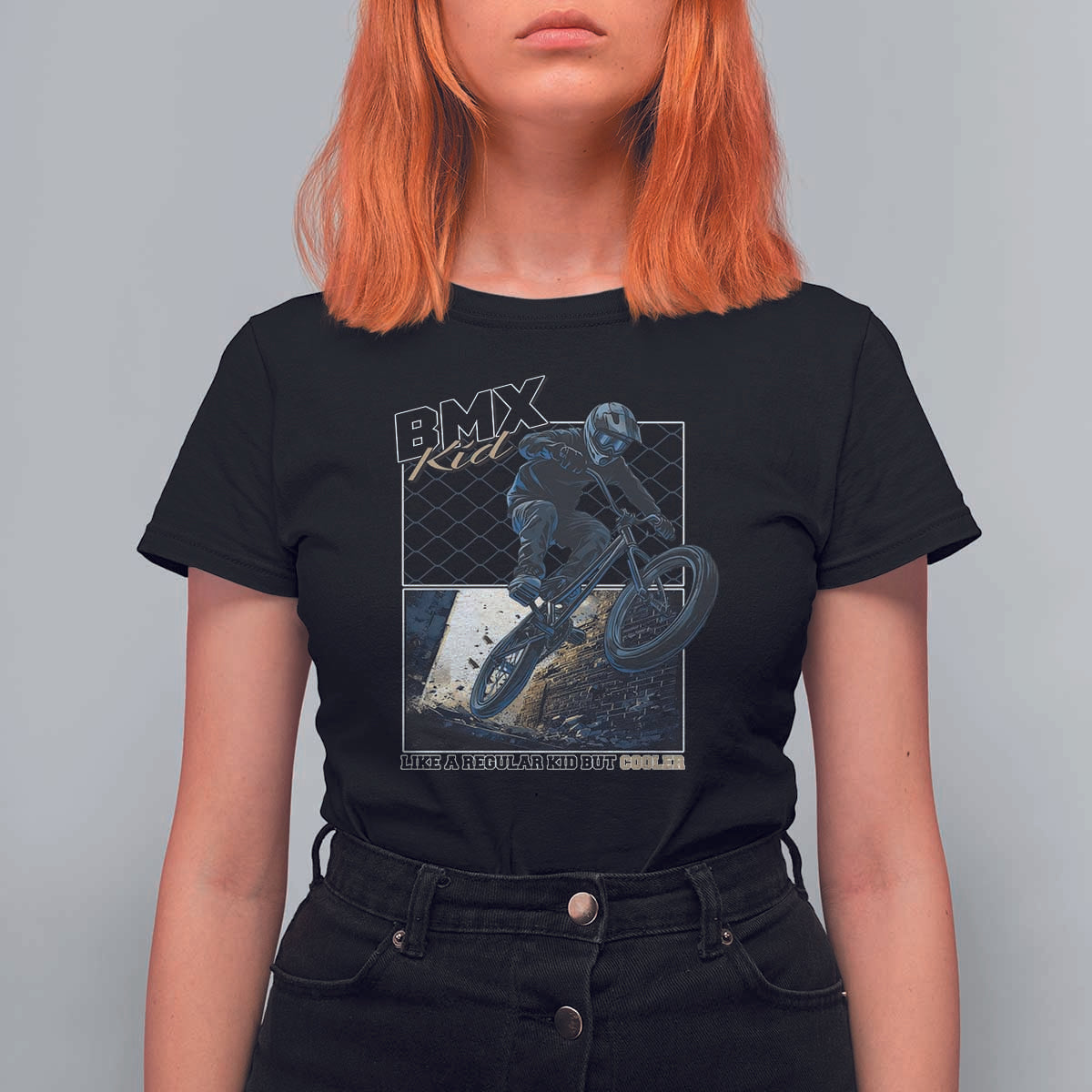 BMX Kid T Shirt For Women Like A Regular Kid But Cooler Cyclist Bicycle