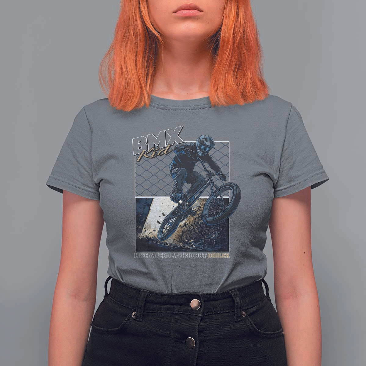 BMX Kid T Shirt For Women Like A Regular Kid But Cooler Cyclist Bicycle