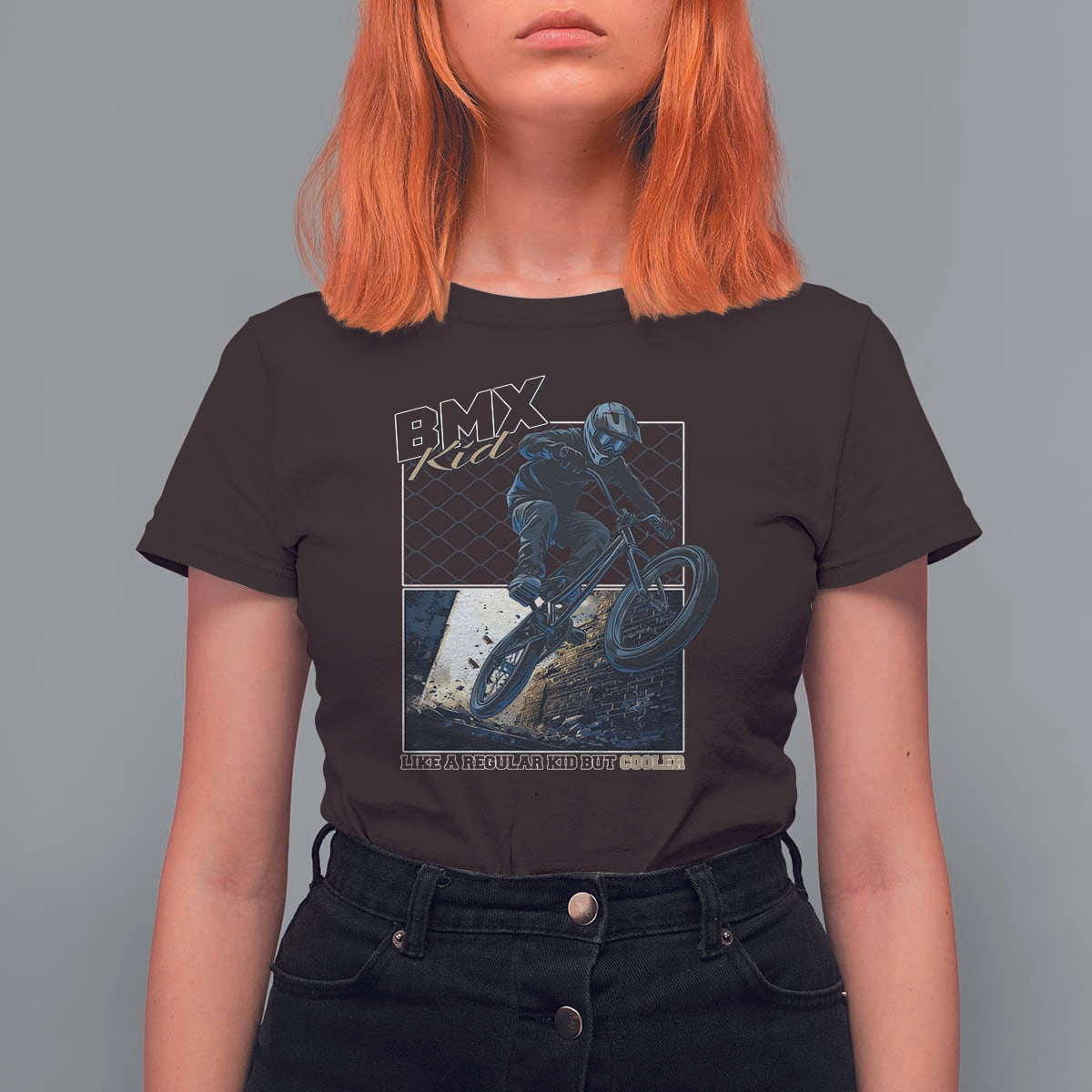 BMX Kid T Shirt For Women Like A Regular Kid But Cooler Cyclist Bicycle