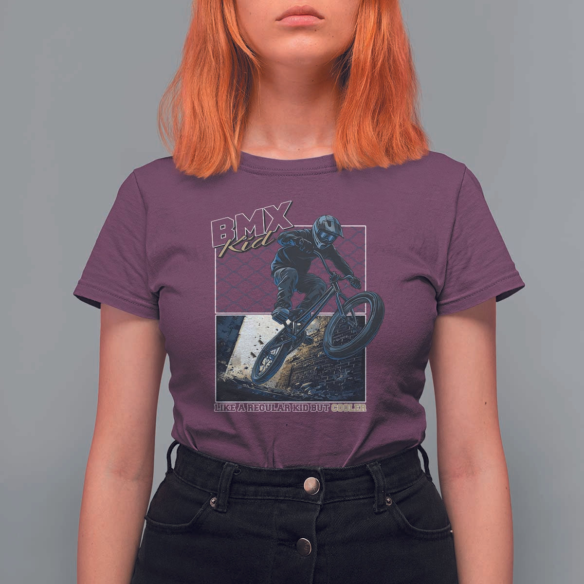 BMX Kid T Shirt For Women Like A Regular Kid But Cooler Cyclist Bicycle