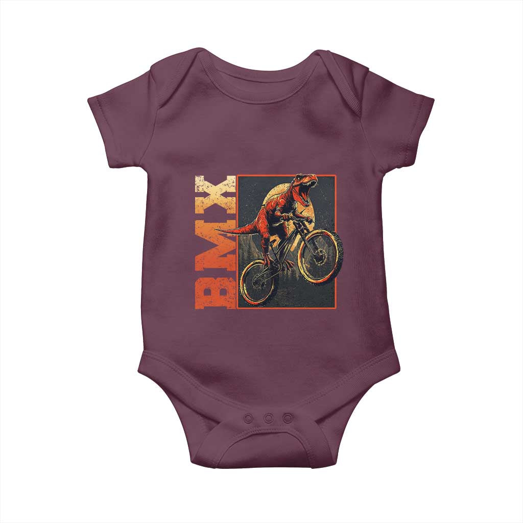 BMX Cyclist Bicycle Baby Onesie Funny Dinosaur Riding