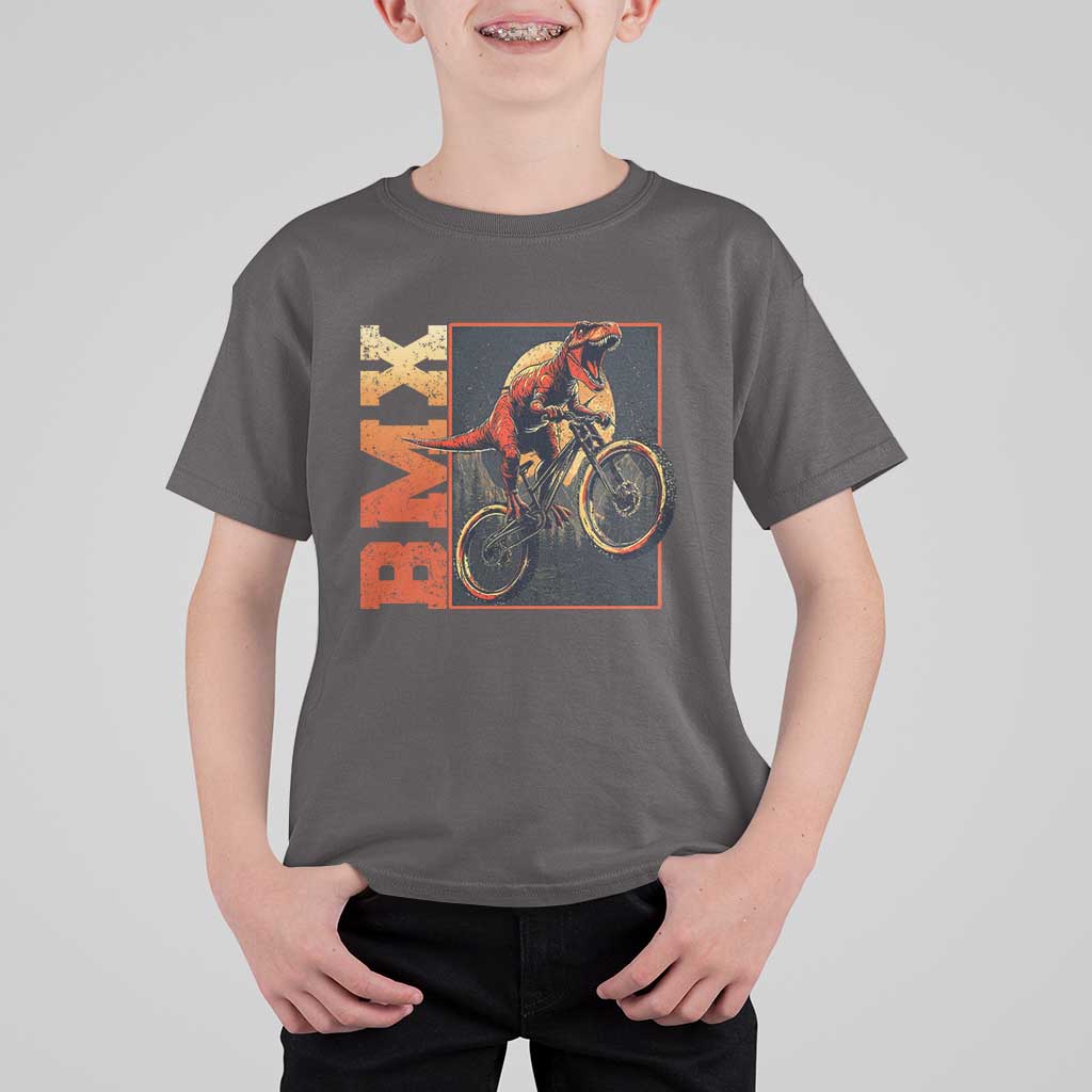 BMX Cyclist Bicycle T Shirt For Kid Funny Dinosaur Riding