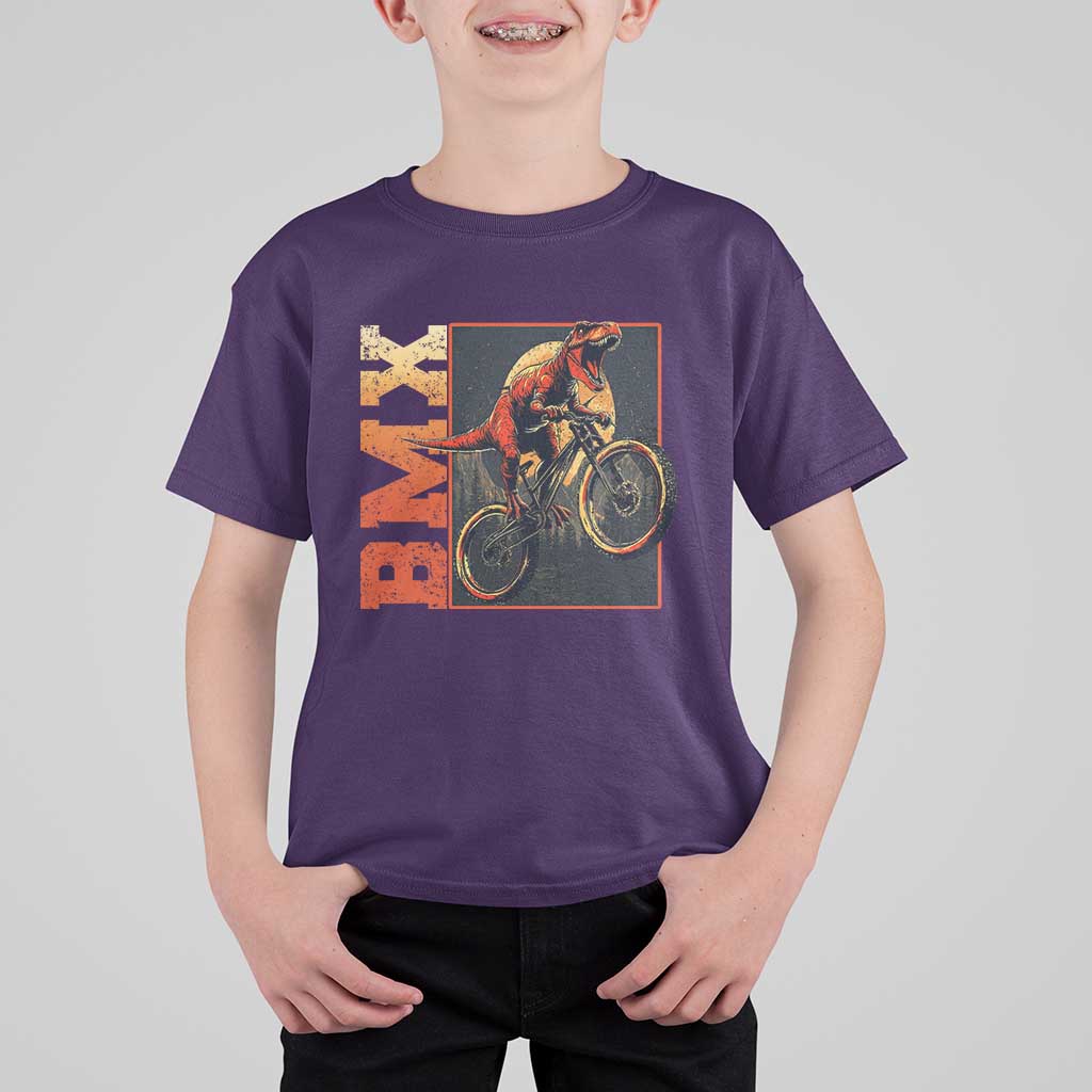 BMX Cyclist Bicycle T Shirt For Kid Funny Dinosaur Riding