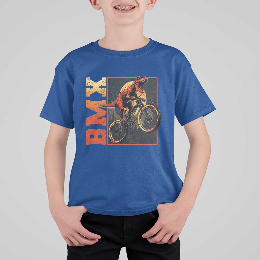 BMX Cyclist Bicycle T Shirt For Kid Funny Dinosaur Riding