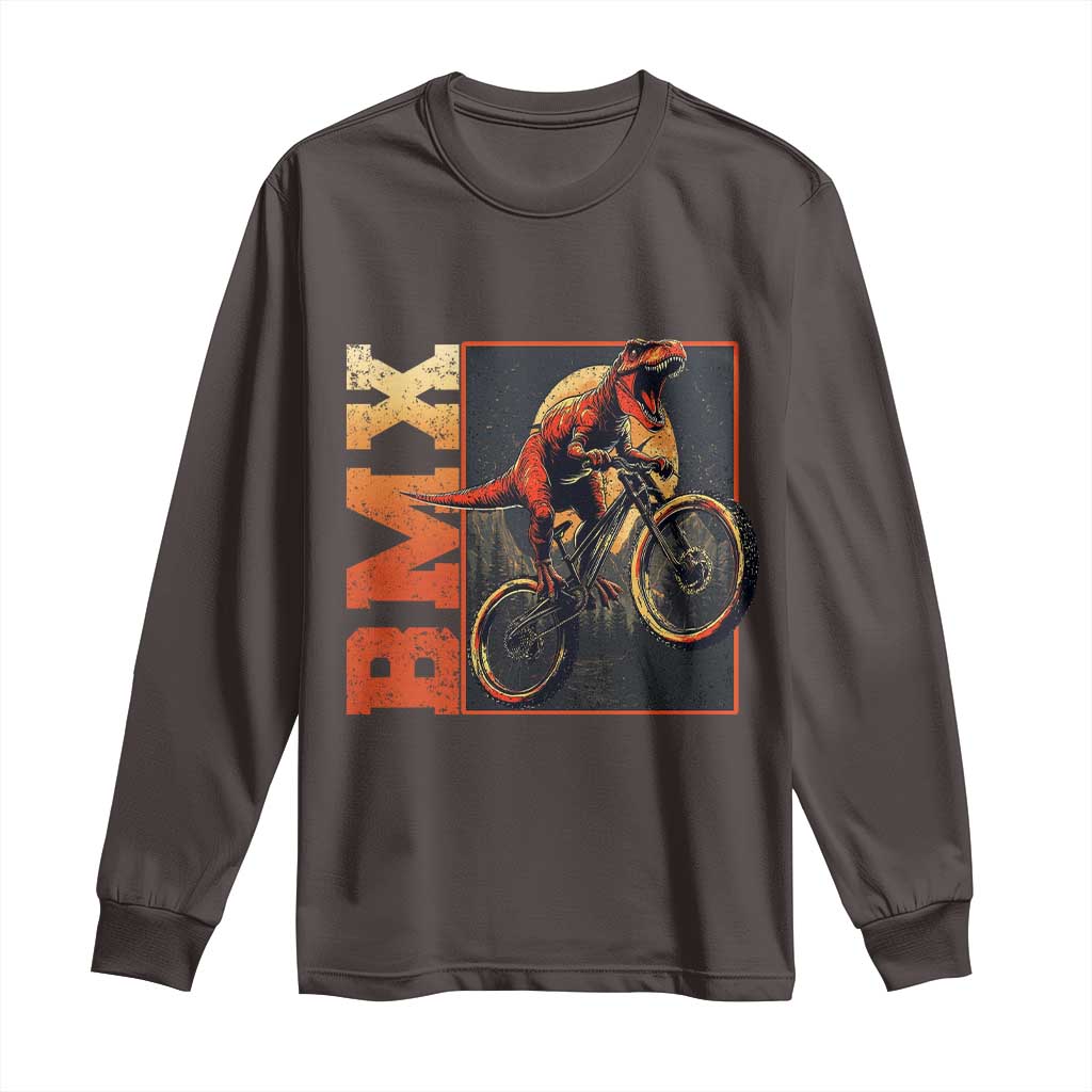 BMX Cyclist Bicycle Long Sleeve Shirt Funny Dinosaur Riding