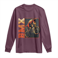 BMX Cyclist Bicycle Long Sleeve Shirt Funny Dinosaur Riding