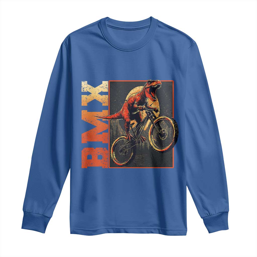 BMX Cyclist Bicycle Long Sleeve Shirt Funny Dinosaur Riding