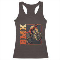 BMX Cyclist Bicycle Racerback Tank Top Funny Dinosaur Riding