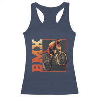 BMX Cyclist Bicycle Racerback Tank Top Funny Dinosaur Riding