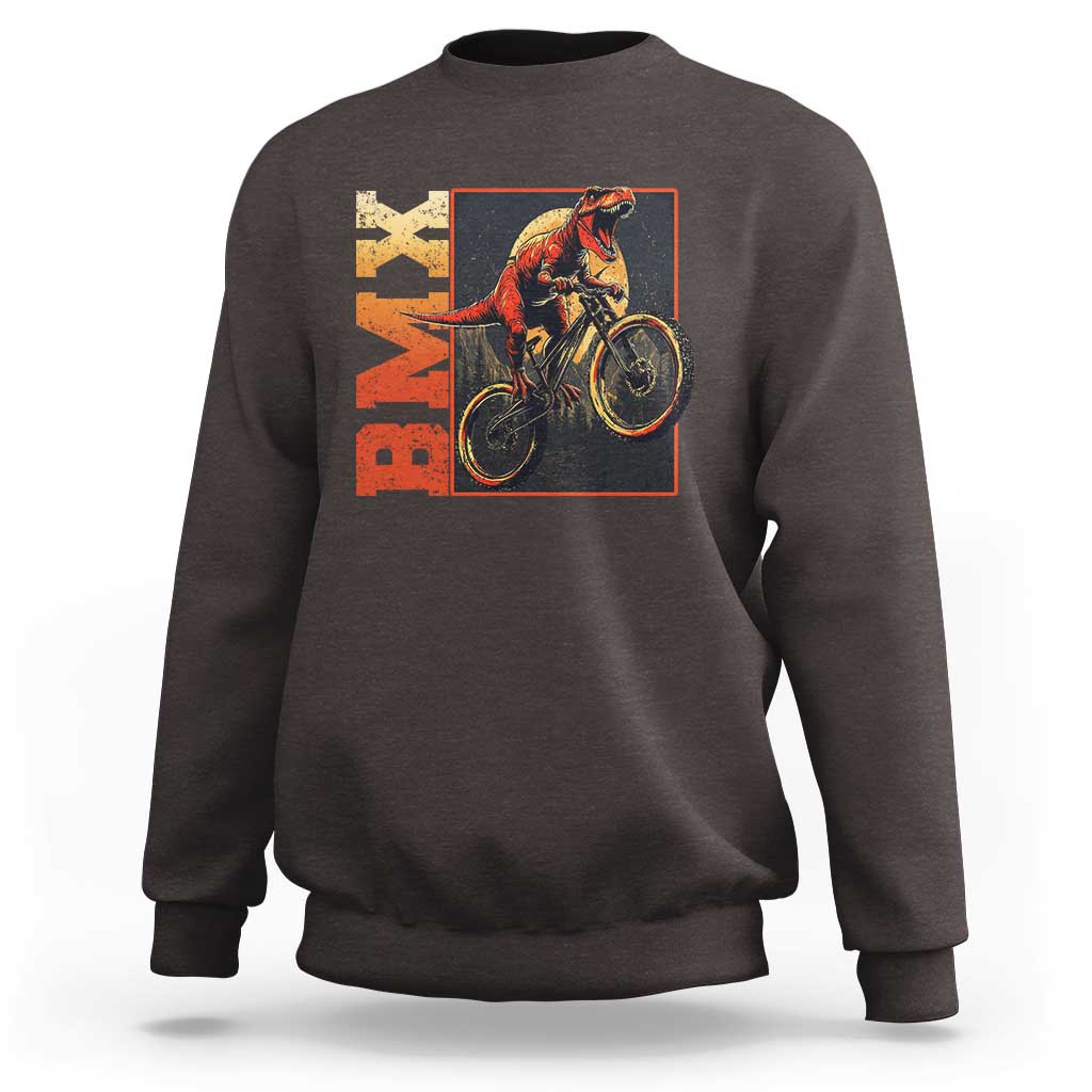 BMX Cyclist Bicycle Sweatshirt Funny Dinosaur Riding