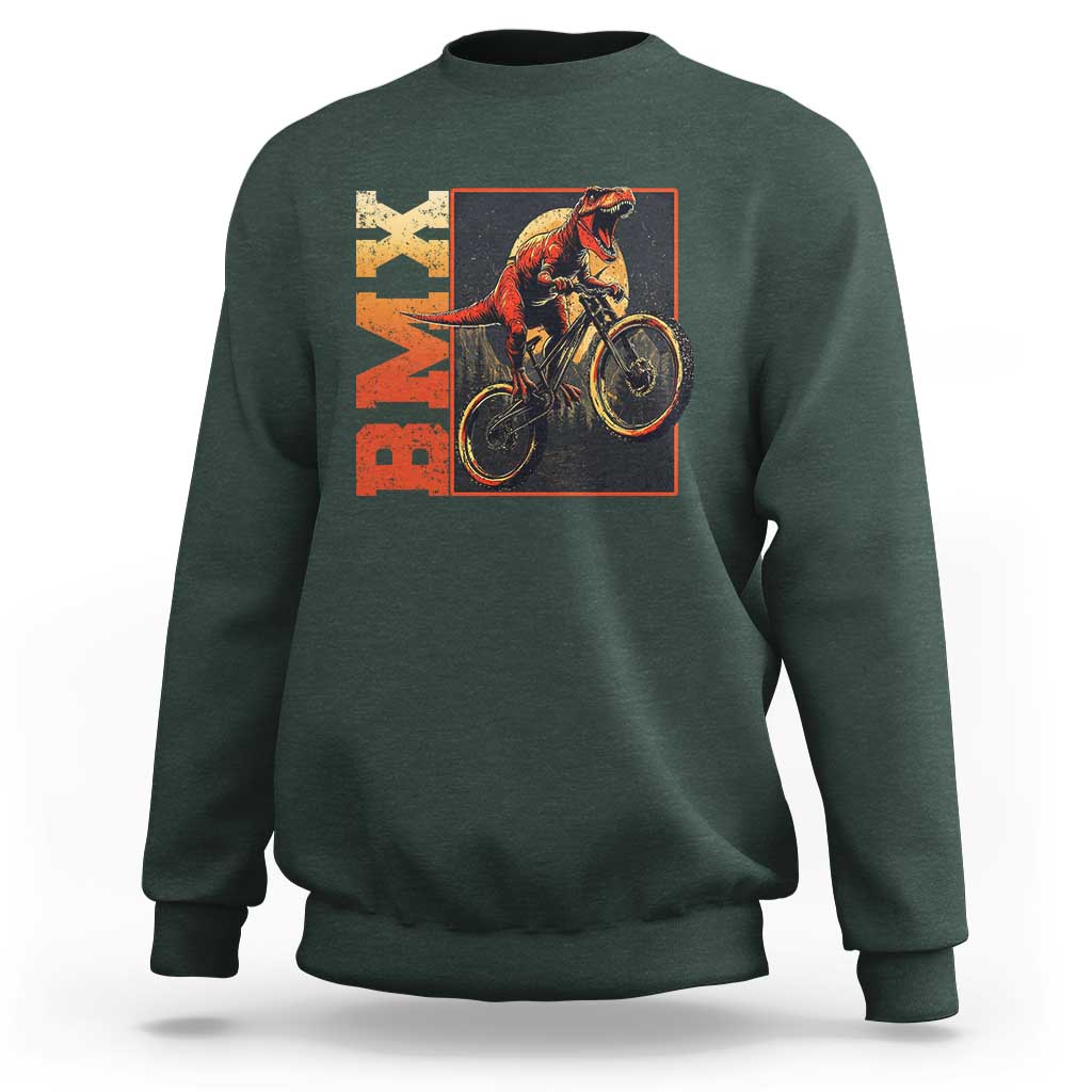 BMX Cyclist Bicycle Sweatshirt Funny Dinosaur Riding