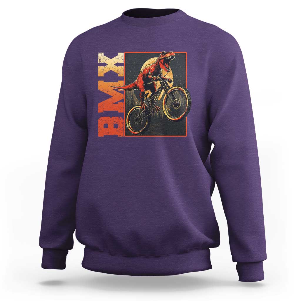 BMX Cyclist Bicycle Sweatshirt Funny Dinosaur Riding