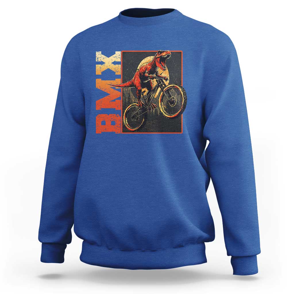 BMX Cyclist Bicycle Sweatshirt Funny Dinosaur Riding