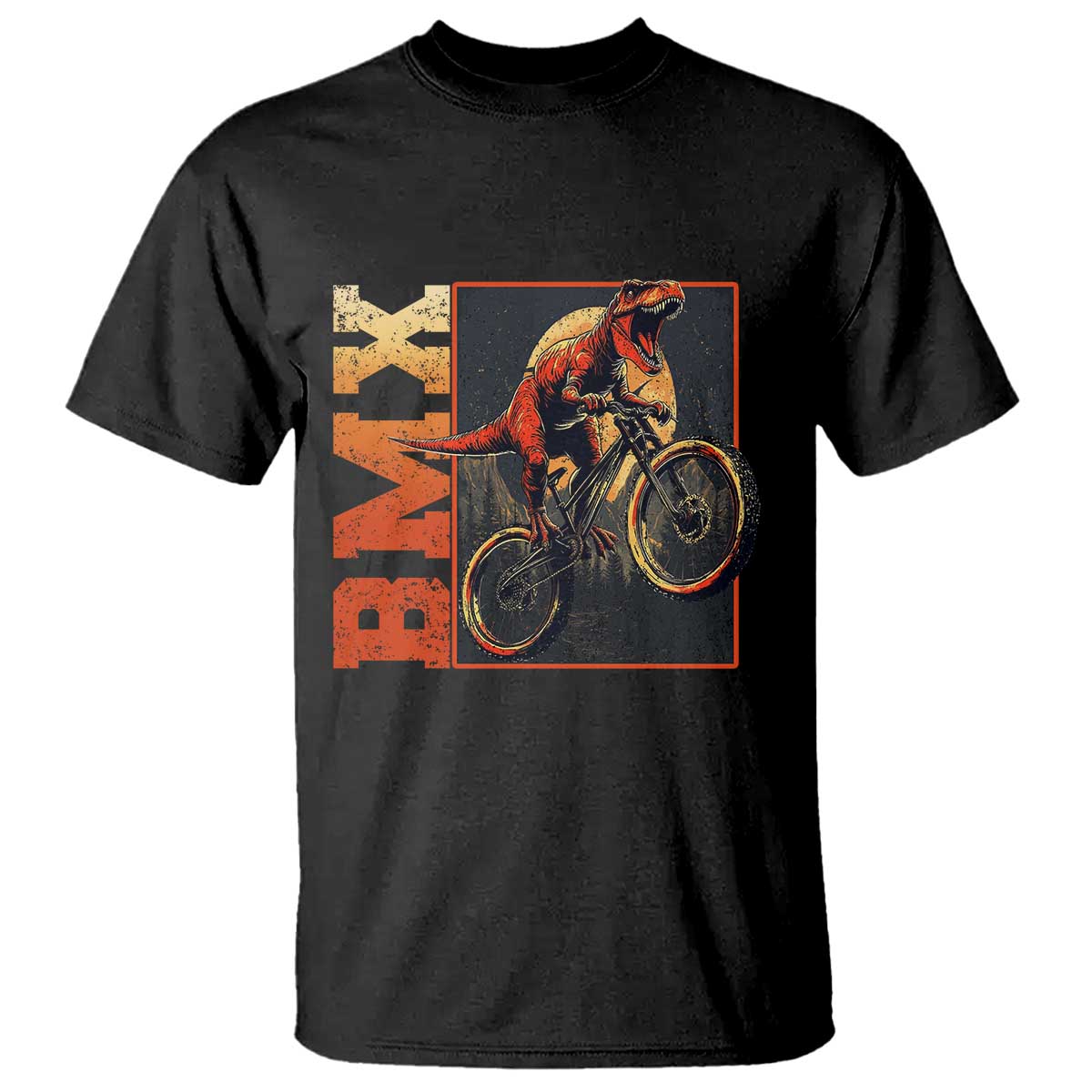 BMX Cyclist Bicycle T Shirt Funny Dinosaur Riding