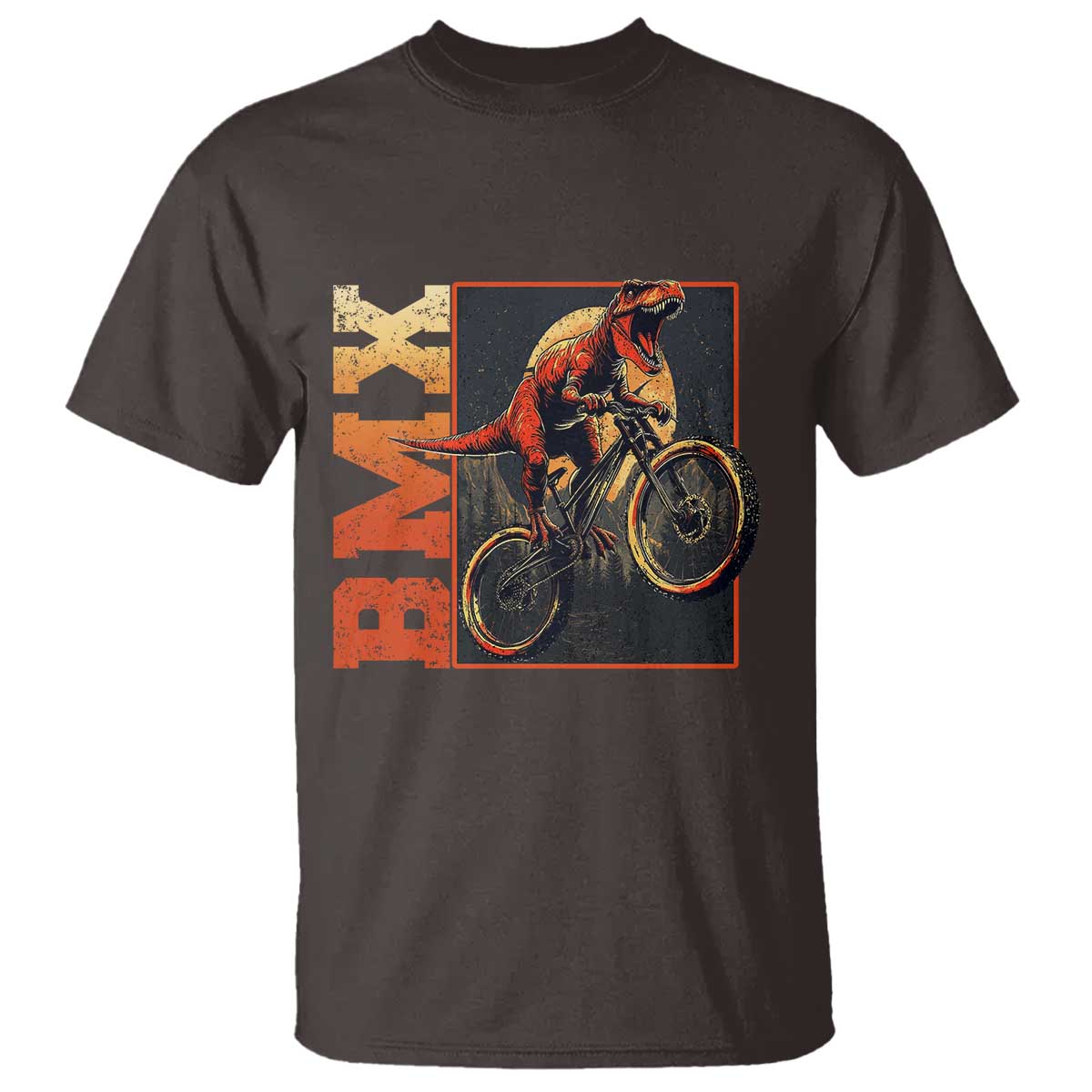 BMX Cyclist Bicycle T Shirt Funny Dinosaur Riding
