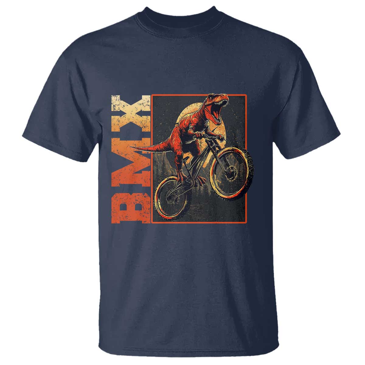BMX Cyclist Bicycle T Shirt Funny Dinosaur Riding