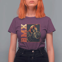 BMX Cyclist Bicycle T Shirt For Women Funny Dinosaur Riding