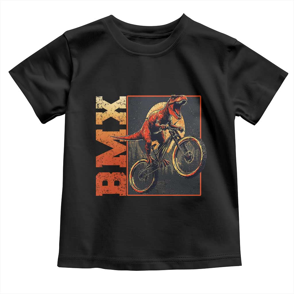 BMX Cyclist Bicycle Toddler T Shirt Funny Dinosaur Riding