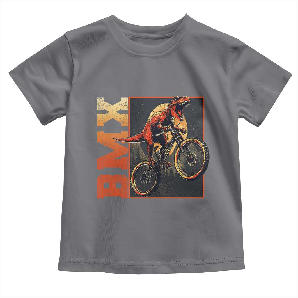 BMX Cyclist Bicycle Toddler T Shirt Funny Dinosaur Riding