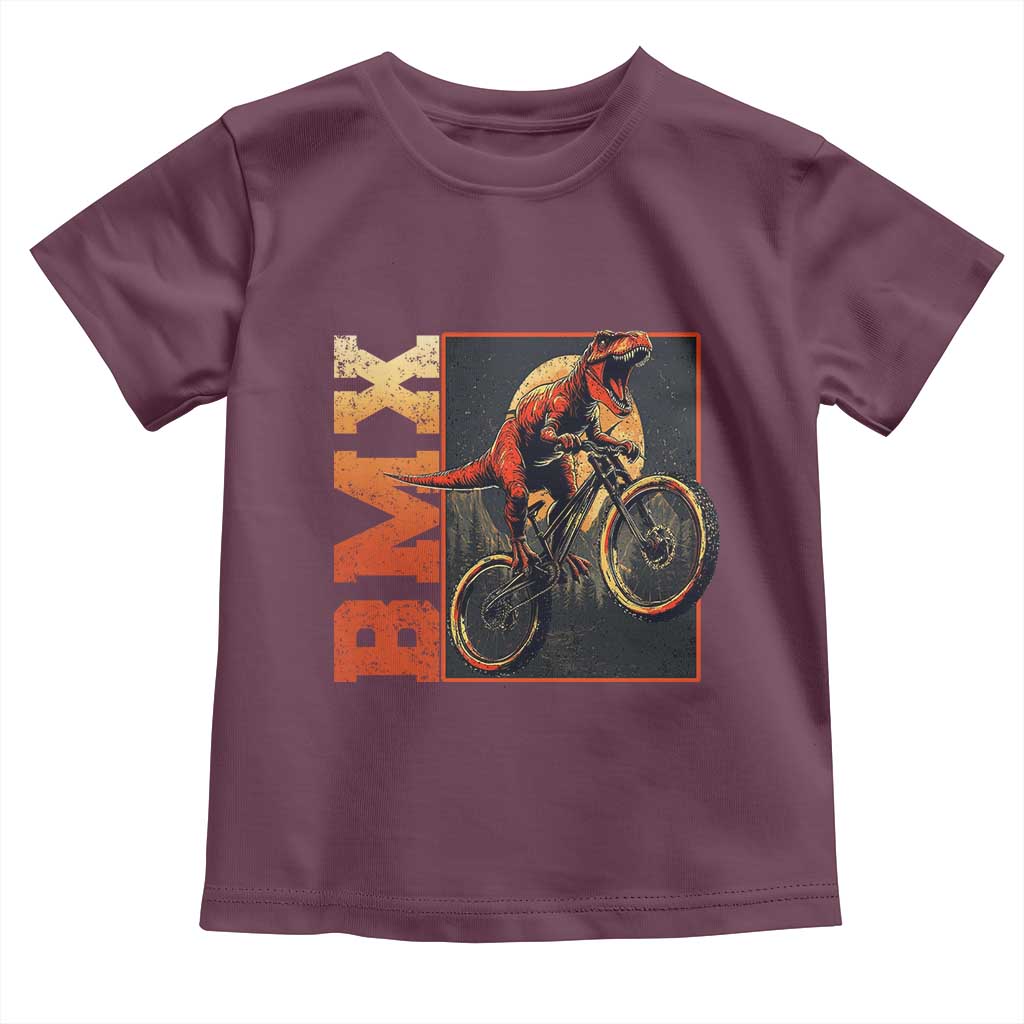 BMX Cyclist Bicycle Toddler T Shirt Funny Dinosaur Riding