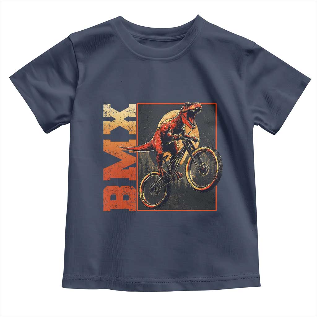 BMX Cyclist Bicycle Toddler T Shirt Funny Dinosaur Riding
