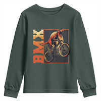 BMX Cyclist Bicycle Youth Sweatshirt Funny Dinosaur Riding