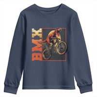 BMX Cyclist Bicycle Youth Sweatshirt Funny Dinosaur Riding