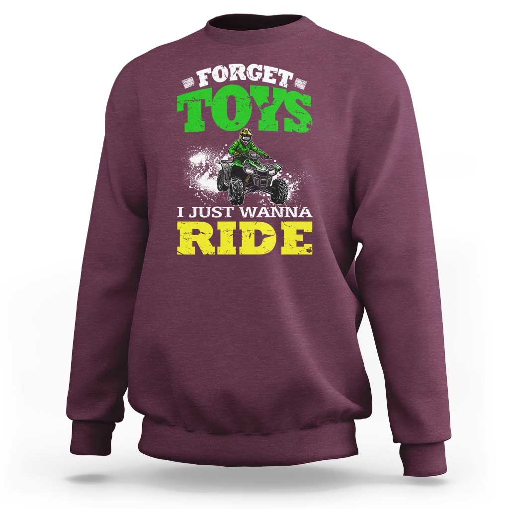 Funny Quad Bike Kid Sweatshirt Forget Toys I Just Wanna Ride
