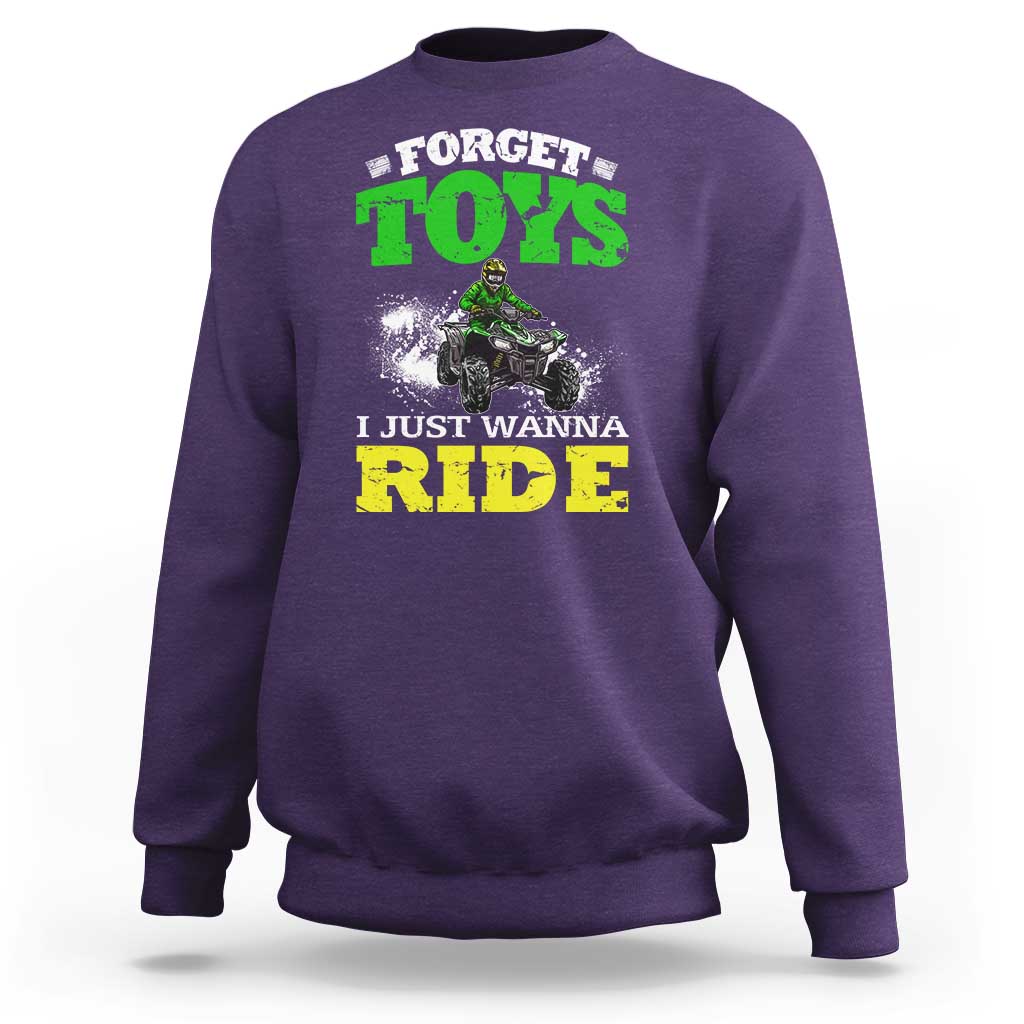 Funny Quad Bike Kid Sweatshirt Forget Toys I Just Wanna Ride