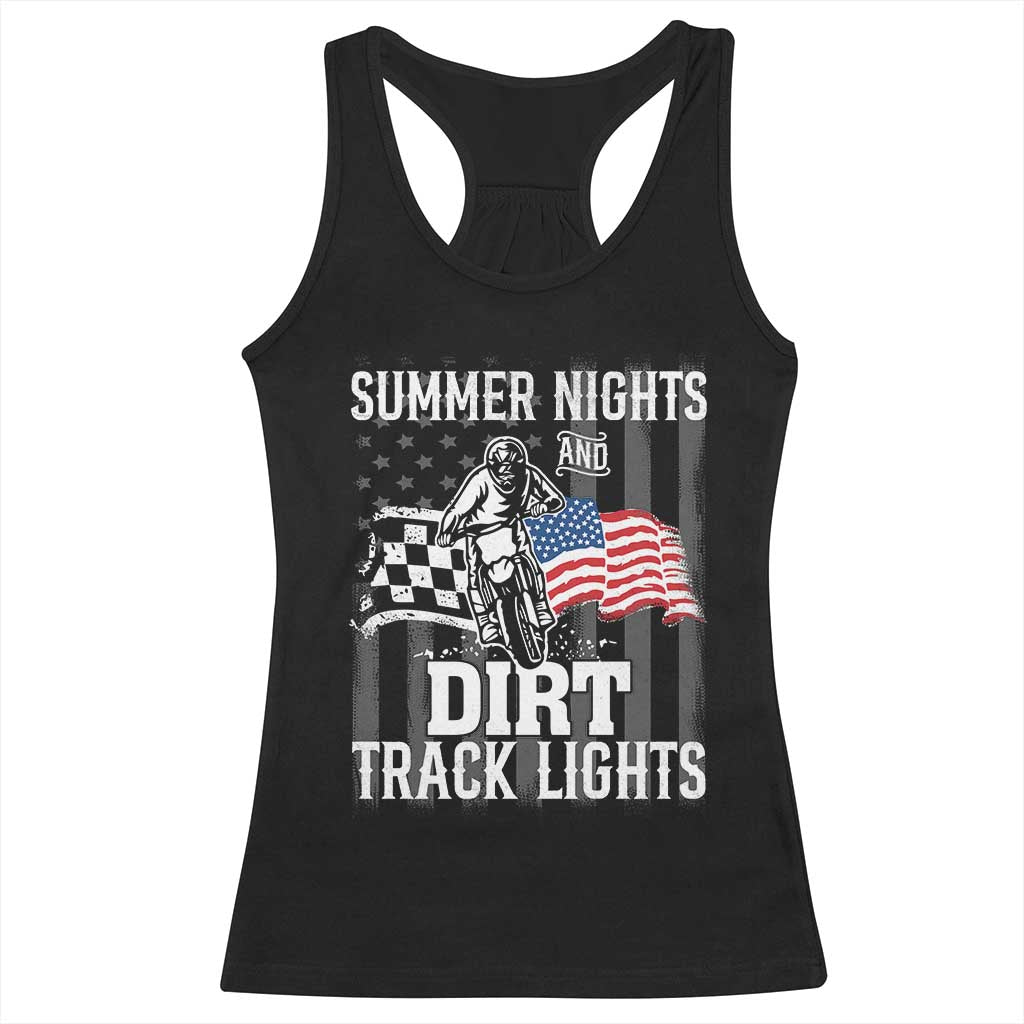 Dirt Bike Racerback Tank Top Summer Nights Dirt Track Lights Racing